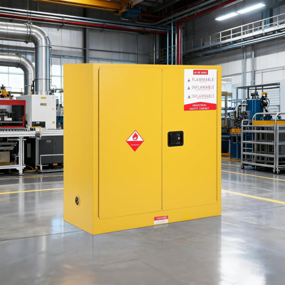 Flammable Safety Cabinet, Heavy-Duty Hazardous Storage Cabinet, Fire Resistant Cold-Rolled Steel Chemical & Flammable Liquid Storage Locker with Adjustable Shelves for Workshop/Garage/Lab