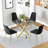 36" Square Glass Dining Table Set, Modern Stainless Steel Cross-Leg Base With 4 Velvet Upholstered Chairs-1107086994