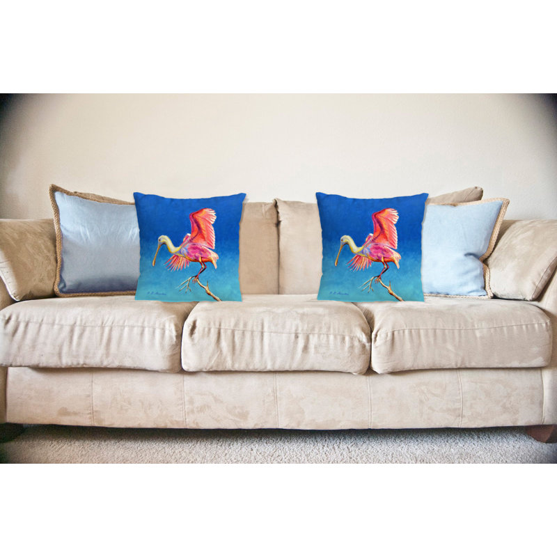  Grande housse de coussin d'extérieur carré Spoonbill Wings
