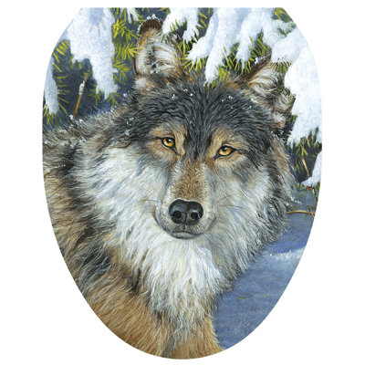 Décalcomanie de siège de toilette rustique loup - couvercles en vinyle