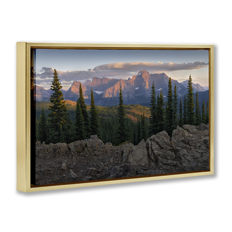 Toile flottante encadrée Diurnal Mountain, Cadre flottant métallique doré, H 21 po x l 31 po