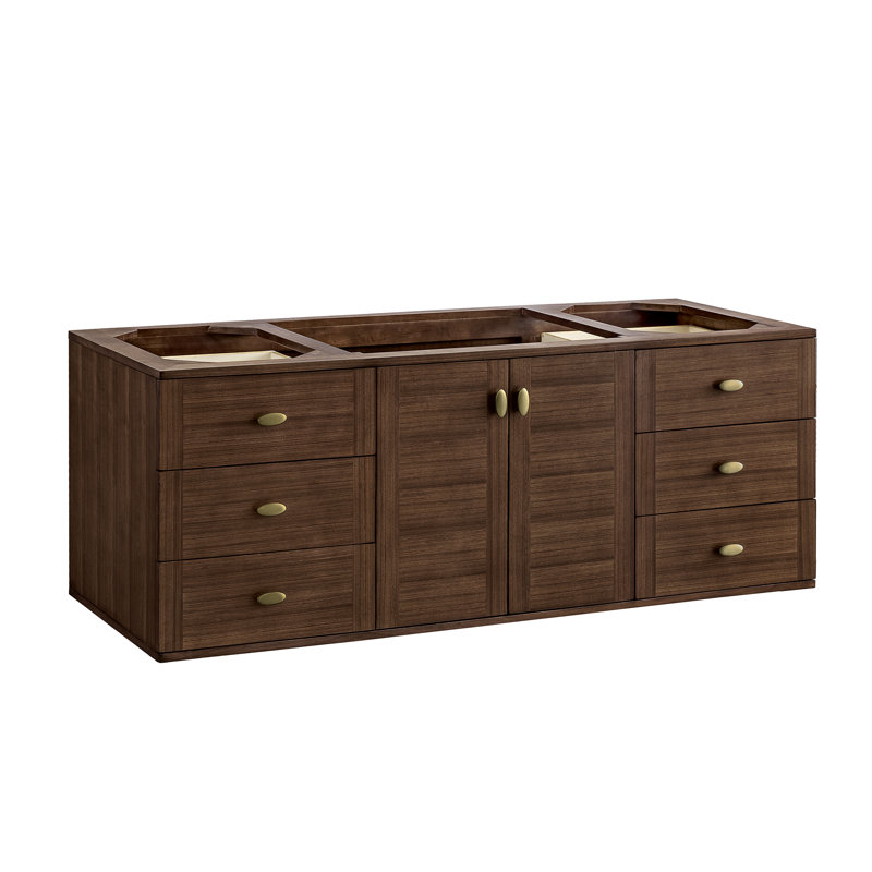 Amberly 60" Walnut Single Vanity Base with Brass Knobs