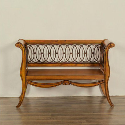 American retro solid wood upholstered double bench