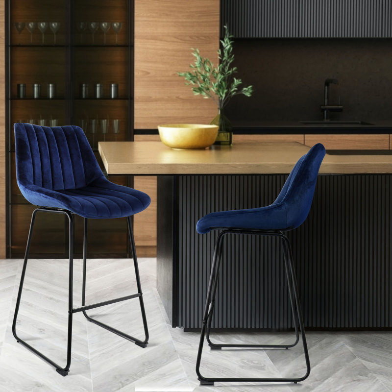 Upholstered Counter Stool with Metal Frame