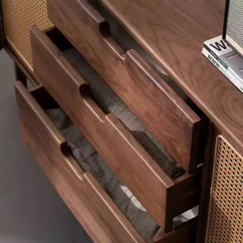 Buffet multifonctionnel en rotin, Noyer