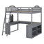 Lit mezzanine double en bois avec bureau-119672616