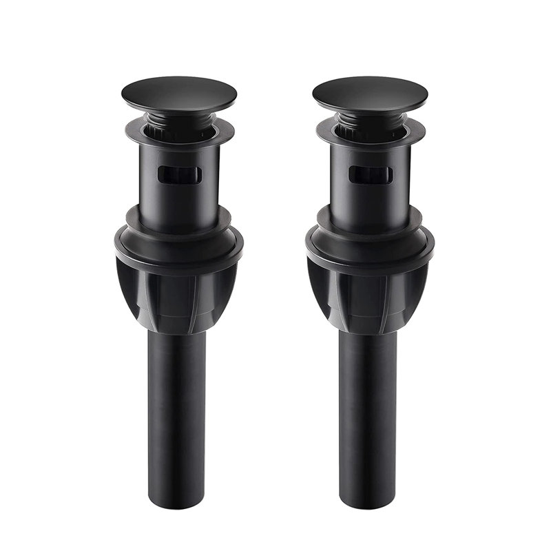 Drain Stopper Bathroom Sink Drain with Overflow, Matte Black
