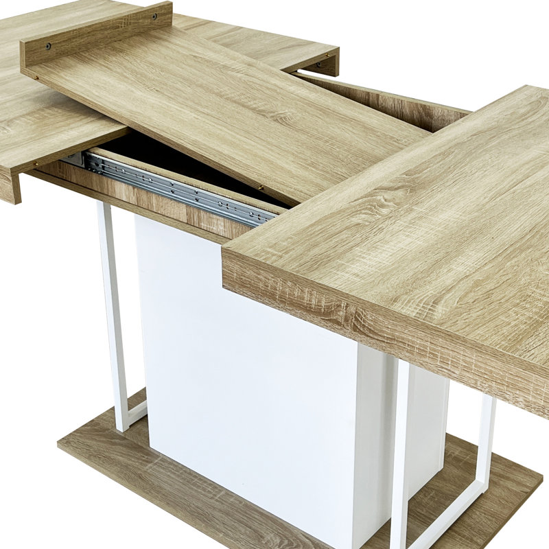 Table de salle à manger extensible de 160 à 200 cm, conception en bois vieilli, 6 à 10 invités, chêne blanc, table de style, capacité de siège, structure de support