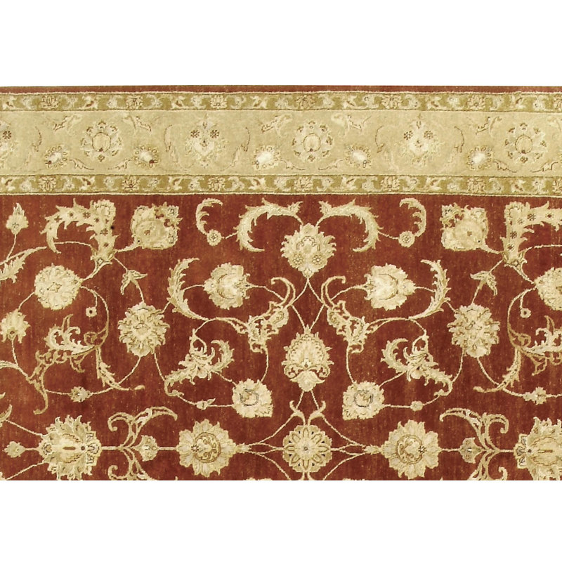 Hand Knotted Oriental Area Rug in Rust/Beige, Rectangle 6' x 9'