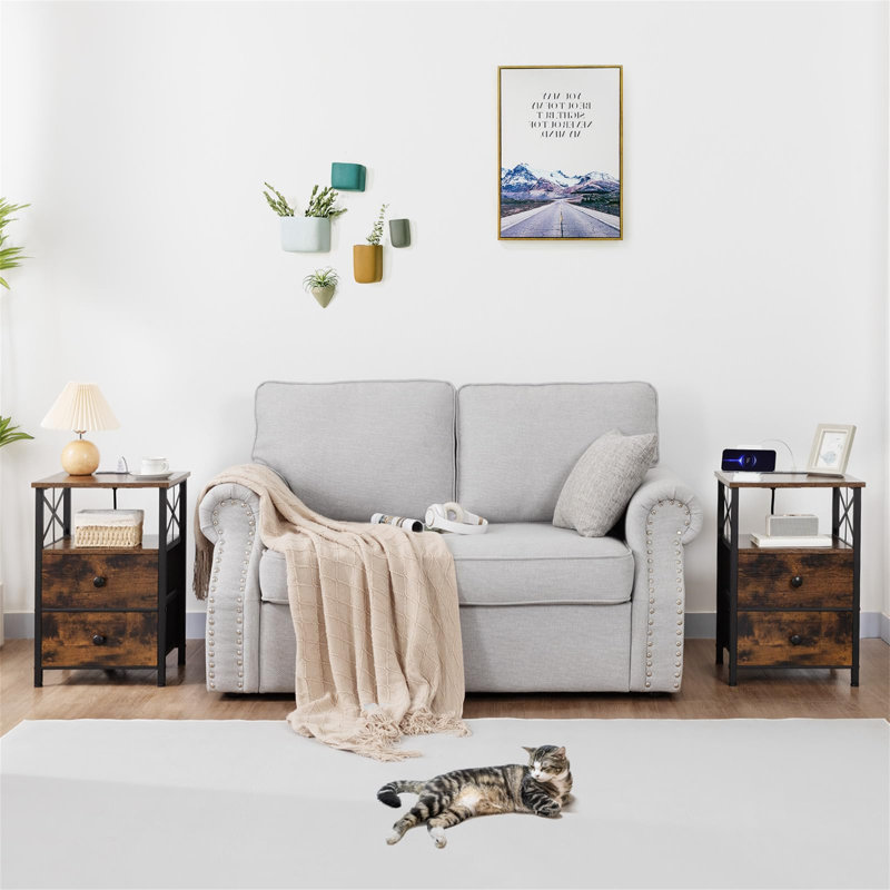 40cm W Metal Bedside Table
