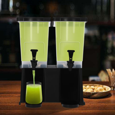 5.81gal Dual Faucet Drink Dispenser Large Cold Drink Dispenser Plastic Beverage Container with Lid and Drip Tray for Fridge Home Outdoor