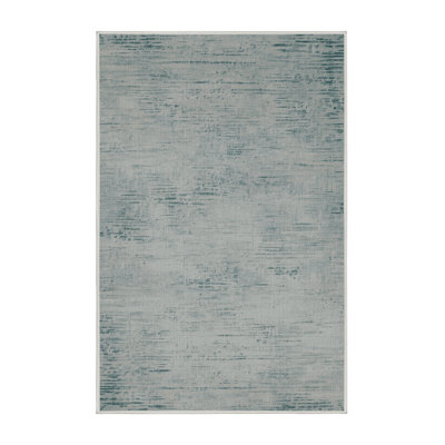 Machine Washable Abstract Green Area Rug