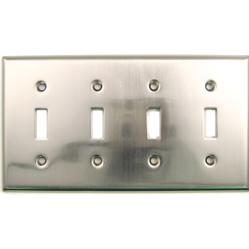 No Subject 4 - Gang Toggle Light Switch Standard Wall Plate, Satin Nickel