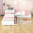 Twin Size L-Shaped Platform Bed with Trundle and Two Drawers-506098558