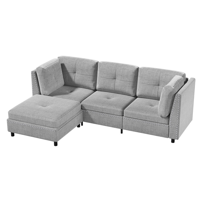 2 - Piece Upholstered Corner Sofa, Gray