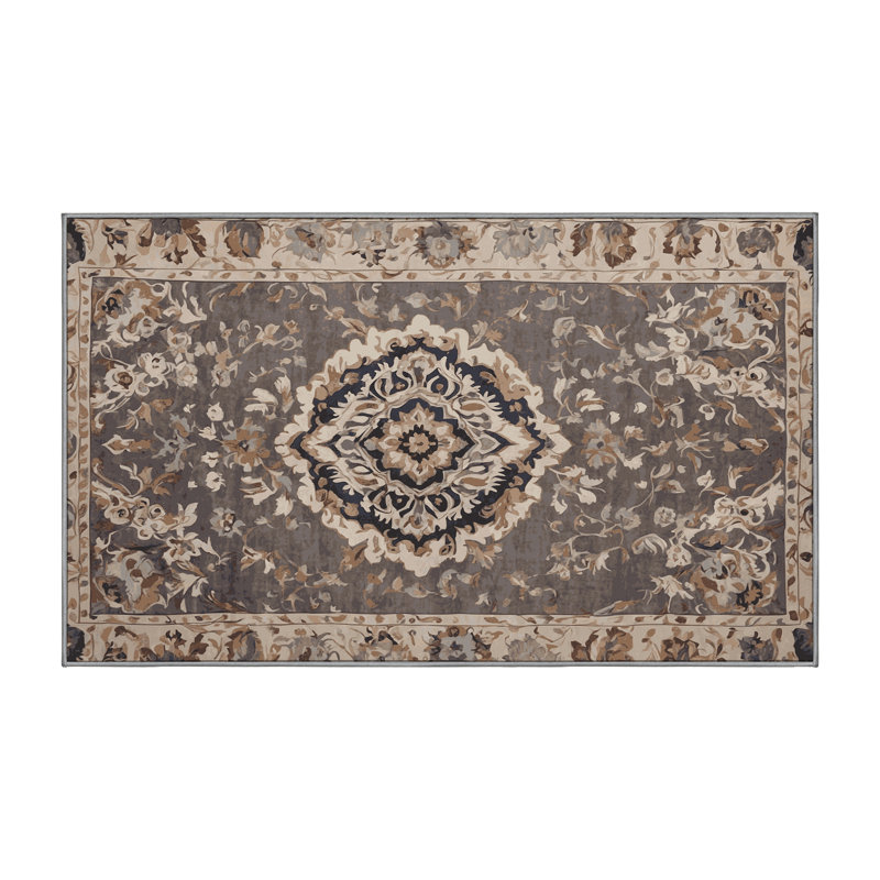 Tapis gris soyeux et moelleux, Rectangle 6 pi x 9 pi