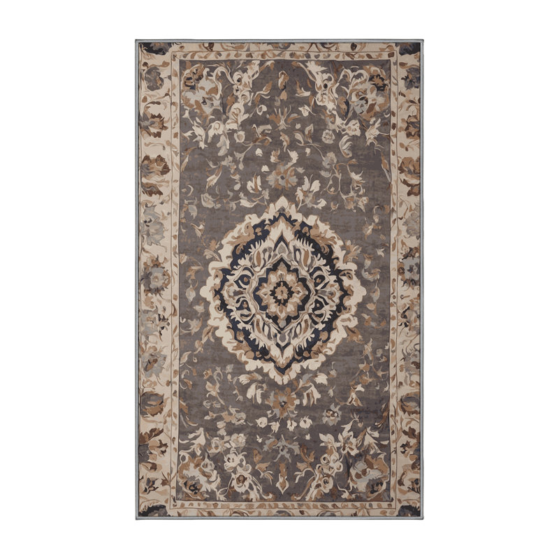 Tapis gris soyeux et moelleux, Rectangle 2 pi x 3 pi