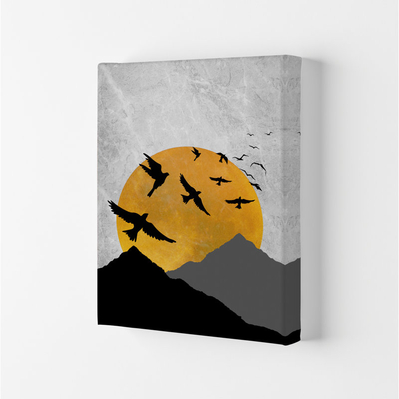 The Sunset Mountain Bird Flying - Print, No Framed, 30cm H x 21cm W x 1cm D