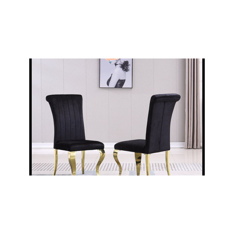 Chaises de salle à manger rembourrées Modern, Noir, Argent