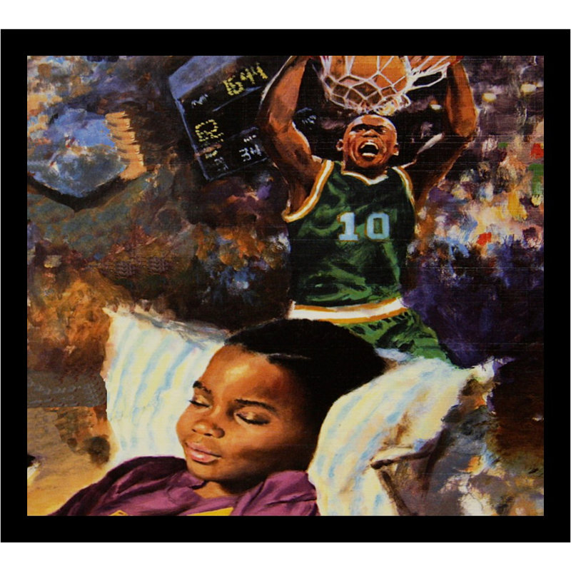« dreaming to be a basket player », reproduction encadrée, H 12 po x l 12 po x P 1 po