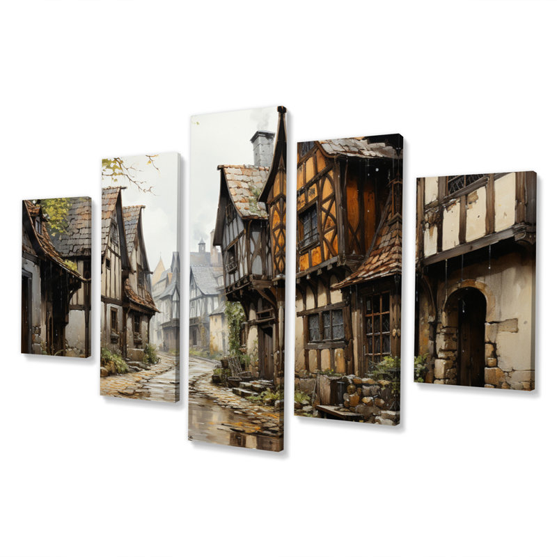 Suède Suède charme médiéval - décoration murale Suède - 5 panneaux