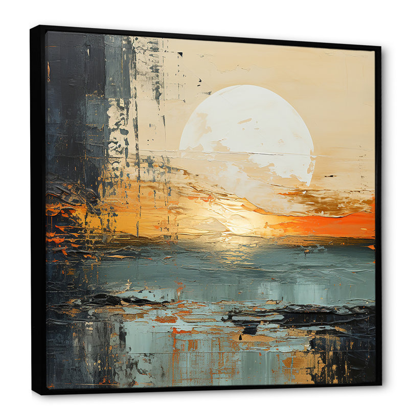 «Modern Coastal Mystic Sunrise I», reproduction sur toile, H 36 po x l 36 po x P 1,5 po, Cadre flottant noir