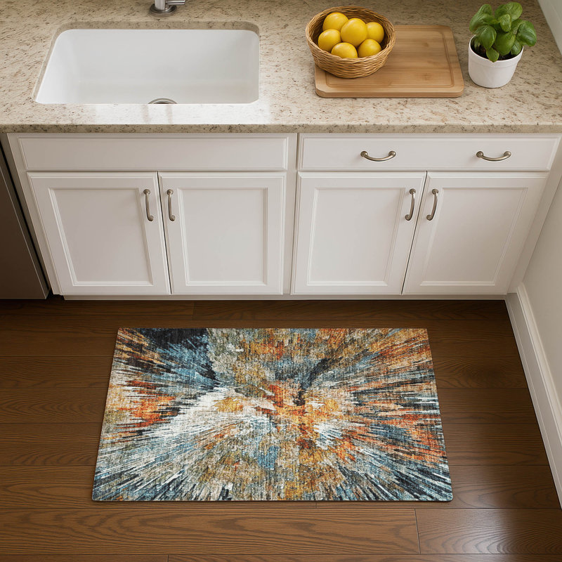 Premium Machine Washable Mayfield AMF2283 Abstract Rug, 1'8" x 2'6", Taupe