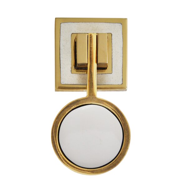 Elegantly crafted Mother of Pearl cabinet knob encased in a brass