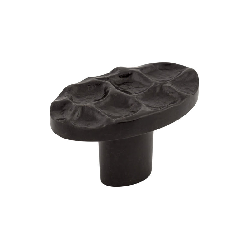 Cobblestone 2" Length Oval Knob, 2" Length, Coal Black
