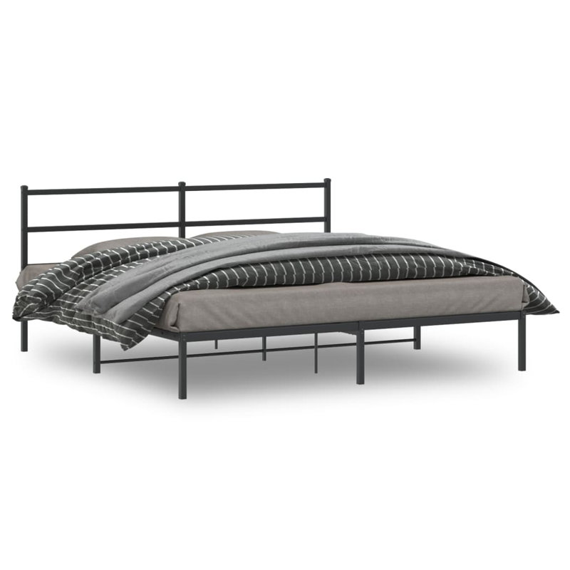 Atharva Metal Slat Headboard Design Bed, King, Black