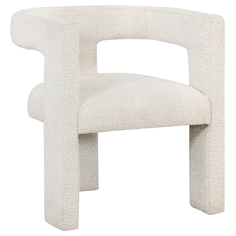 Jeremas Boucle Upholstered Accent Side Chair White, White Polyester