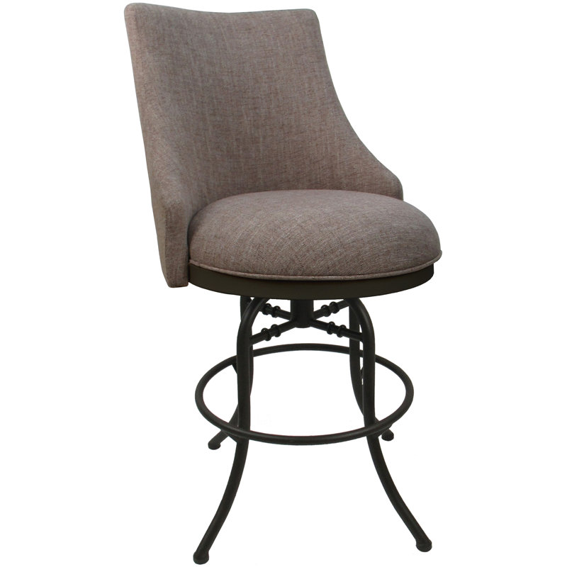 Tabouret de bar et de comptoir pivotant Rabindra, Brun, Beige bassin, Tabouret de comptoir (siège d'une hauteur de 26 p
