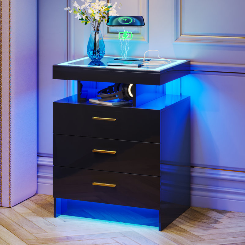 50cm W Bedside Table, Black