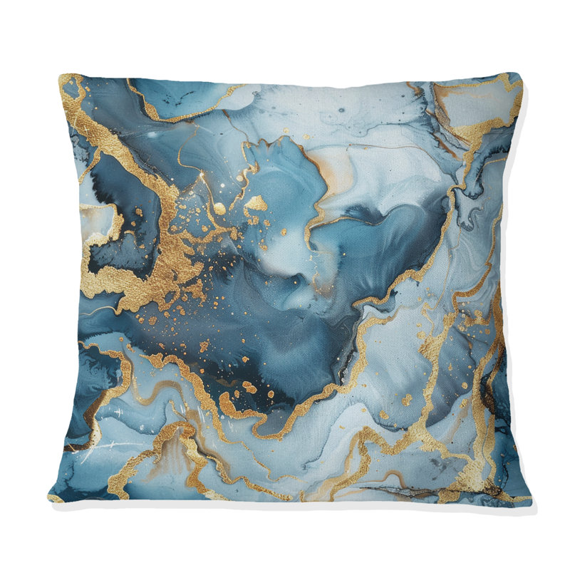 Coussin en marbre Blue Gold Marble, H 18 po x l 18 po