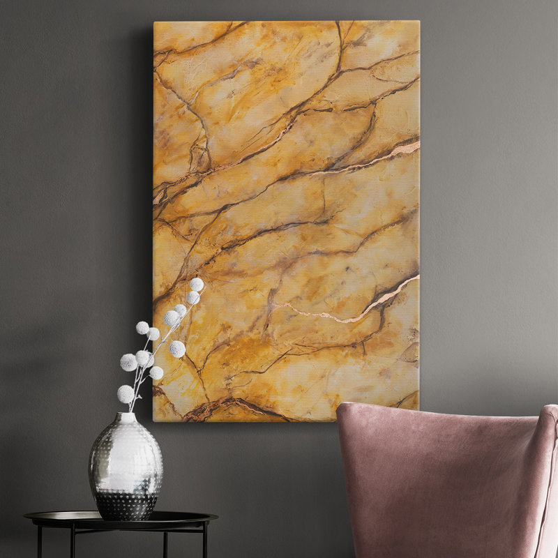 Marbre jaune II - impression sur toile tendue, H 12 po x l 8 po x P 1,5 po