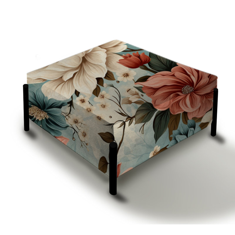 Beige corail rustique Whispers - Grand repose-pieds carré Cottage