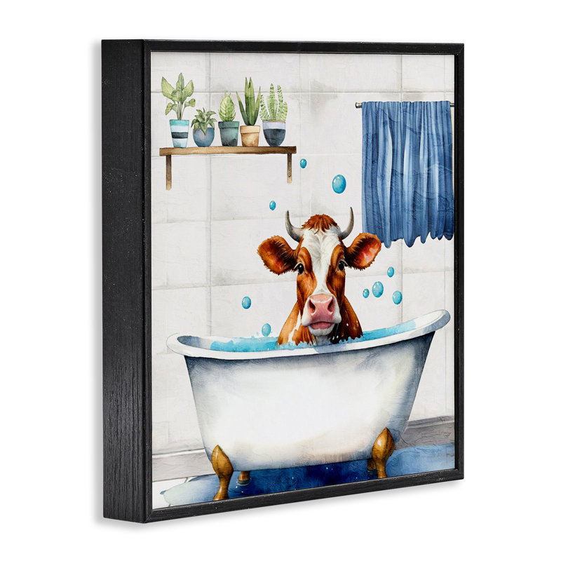 Estampe numérique Suds Cow, signée Kim Allen, H 24 po x l 24 po, Giclée encadrée noir minuit