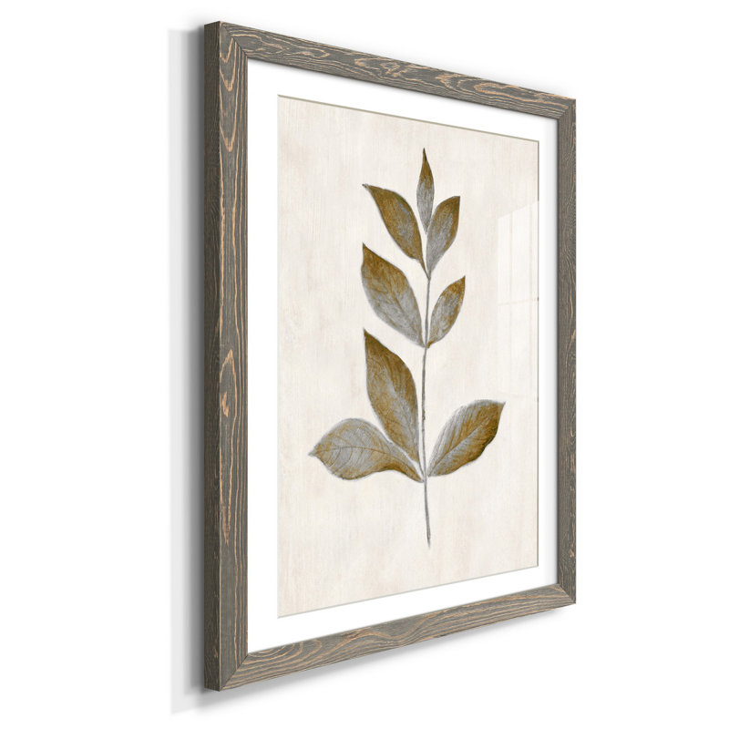 Bronze Leaf I - cadre photo, reproduction d'art sur papier, H 31,5 po x l 23,5 po x P 1,5 po, gris