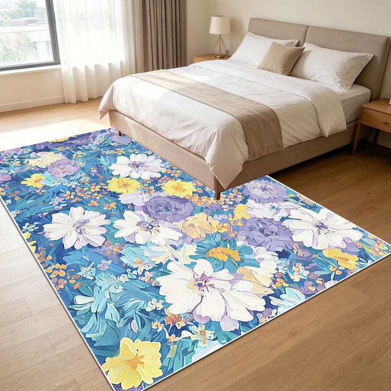 1PC Impressionist Pastel Floral area rugs, Soft and Comfortable, easy-to-maintain, machine washable Indoor floor mat, suitable for living room, bedroom, dining room, front porch, backyard patio, balcony, Home Decor, Outdoor Decor.