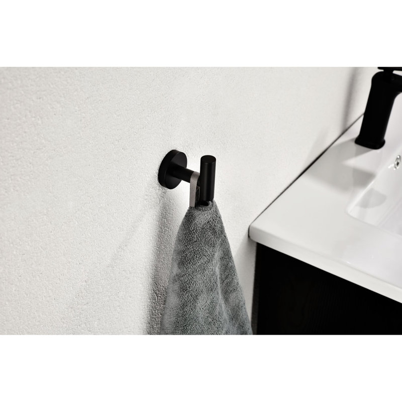 Crochet pour serviette noir mat, fixation murale sans perçage en acier inoxydable 304, 6 crochets pour peignoir pour douche, égratignure et corrosion