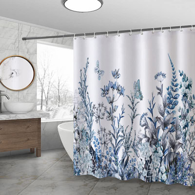 Shower Curtain Mould Proof Mildew Resistant 183x183cm, Bathroom Curtain with 12 Hooks, Waterproof Polyester Fabric Bathtub Curtain, Weighted Hem, Washable, Quick Dry