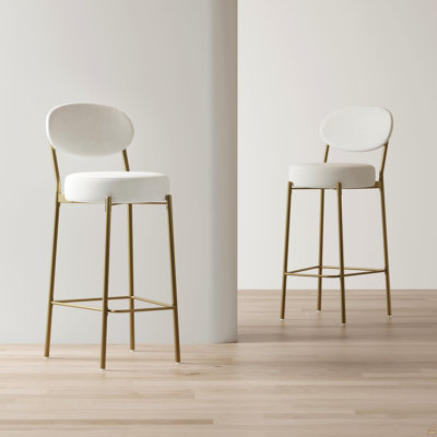 Ensemble de 2 tabourets de bar 29 po en velours avec dossier et repose-pieds 29 po