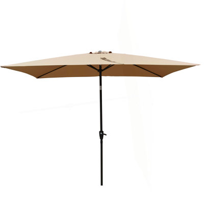 Parasol extérieur imperméable 6 x 9 pi avec manivelle et bouton poussoir inclinable sans rabat pour jardin