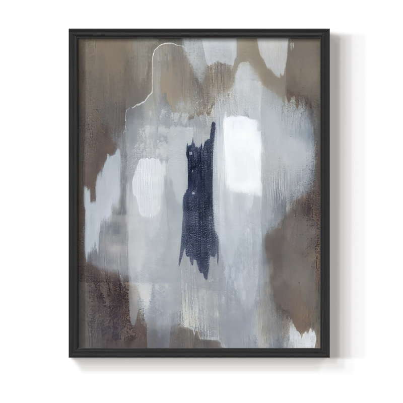 Neige et minéraux I, reproduction encadrée - bois massif, H 11 po x l 9 po, Noir, noir, noir, noir