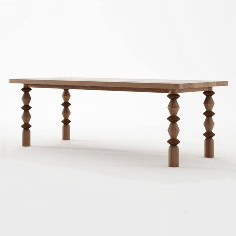 Rectangular Solid Wood Dining Table, Brown, 29.53"H x 94.49"L x 35.43"W