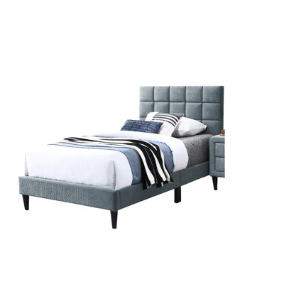Luxury, Contemporary, Full Size Bed, Gray, Biscuit Headboard, Adjustable Feature, Middle Support Unit Linen Material