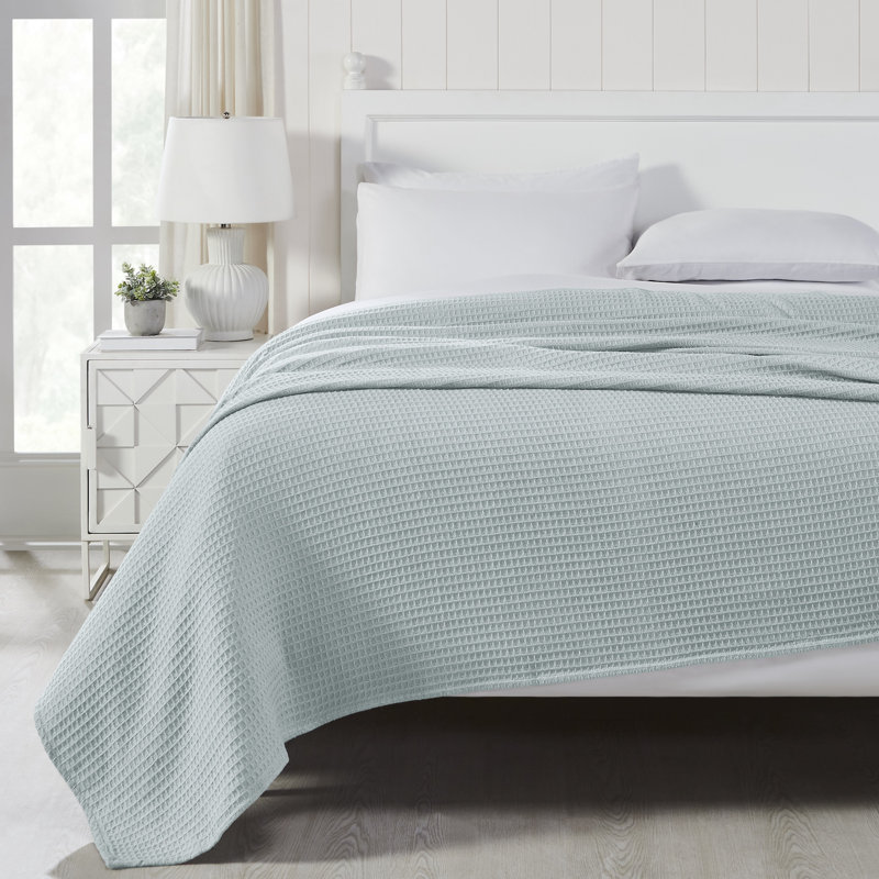 Couverture thermique moderne 100% coton gaufré Modern, Très grand, Bleu pâle