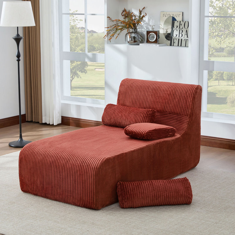 Canapé moderne sans méridienne 34,2 po, Red, Red Corduroy