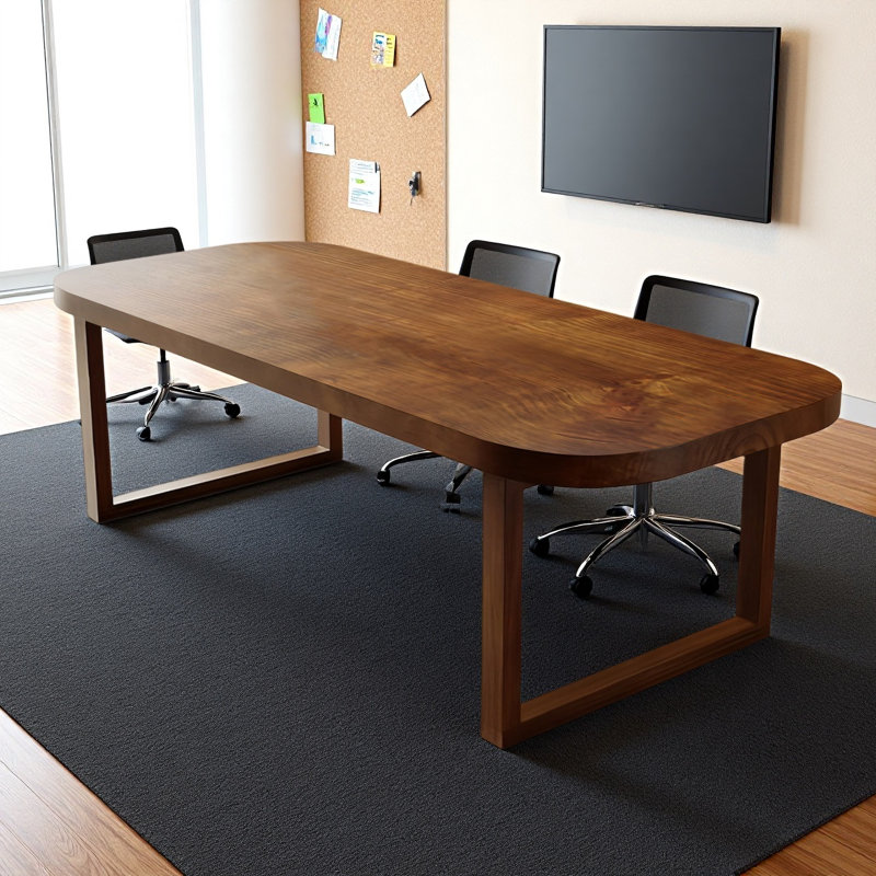 Table de conférence rectangulaire en bois massif brun classique, H 29,53 po x L 55,12 po x l 27,56 po