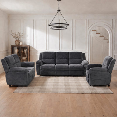 3 Piece Velvet Reclining Living Room Set